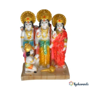 Ram Darbar Set (White & Multicolour Finish) 6.5' | Marble Dust Resin Murti | Ram Darbar Statue for Home Mandir | Daily Pooja Idol Set | Shri Ram Sita Laxman Hanuman Murti | Religious Gift | Ram Navami Special Set