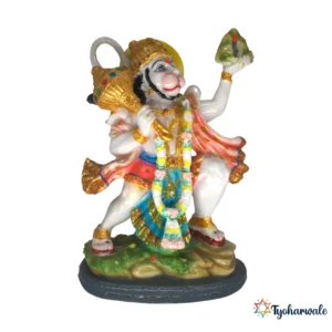 Lord Hanuman with Sanjeevani Mountain Idol (Traditional Multicolour Finish)8' | Marble Dust Resin Murti | Hanuman Statue for Home Mandir | Daily Pooja Idol | Bajrangbali Sanjeevani Murti | Religious Gift | Hanuman Jayanti Special Idol