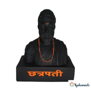 Chhatrapati Shivaji Maharaj Bust (Black Finish) 7.5' | Marble Dust Resin Murti | Shivaji Maharaj Bust Statue for Home & Office | Chhatrapati Bust Idol | Shiv Jayanti Gift | Maratha King Bust Murti | Maharashtra Pride Special