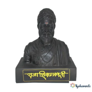 Raja Shivchhatrapati Bust Statue (Black Finish)7.5' | Marble Dust Resin Murti | Chhatrapati Shivaji Maharaj Bust | Shivaji Maharaj Statue for Home | Maharashtra Heritage Gift | Office Desk Statue