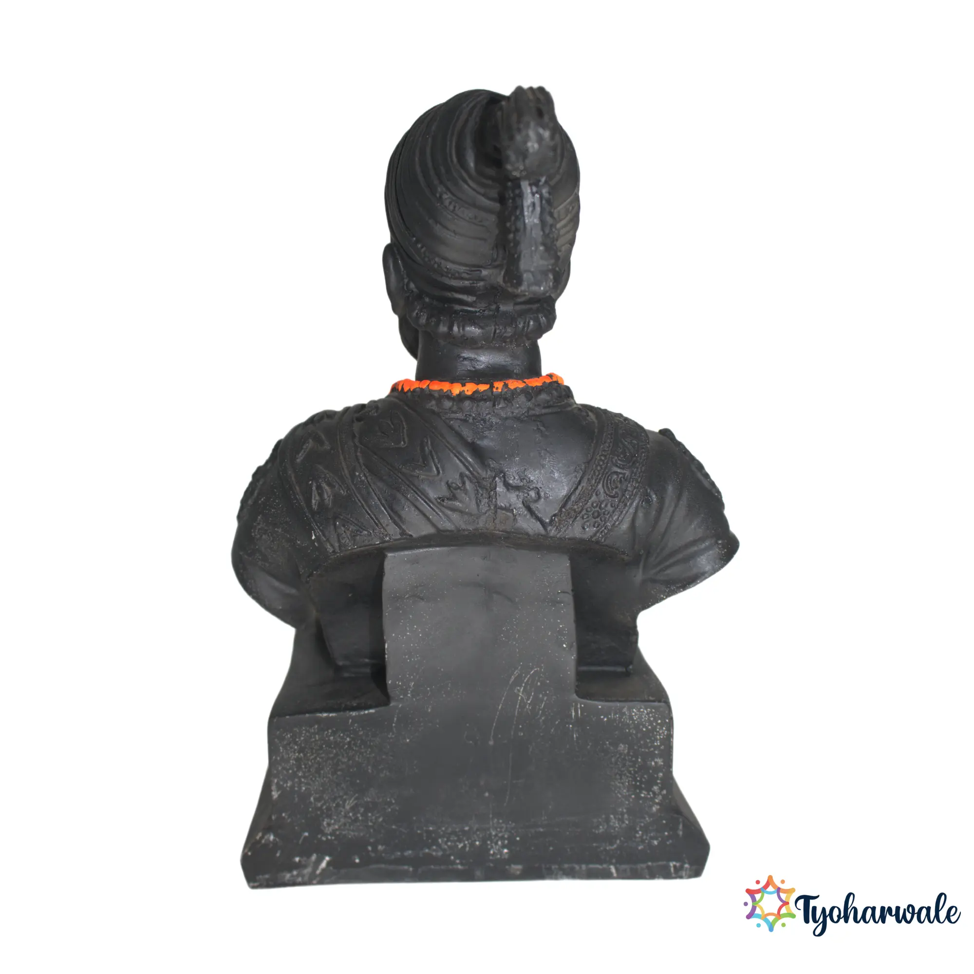 Chhatrapati Shivaji Maharaj Bust (Black Finish with Rudraksha Mala) 10' | Marble Dust Resin Murti | Shrimant Yogi Shivaji Maharaj Statue | Shivaji Maharaj Bust for Home & Office | Shiv Jayanti Gift | Maratha Empire Bust Murti | Maharashtra Pride Special