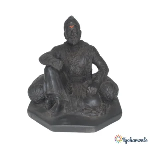 Chhatrapati Shivaji Maharaj Seated Idol (Black Finish, Hexagonal Base)5.5' | Marble Dust Resin Murti | Shivaji Maharaj Statue for Home & Office | Maratha King Seated Murti | Shiv Jayanti Gift | Shivaji Maharaj Royal Idol | Maharashtra Pride Special