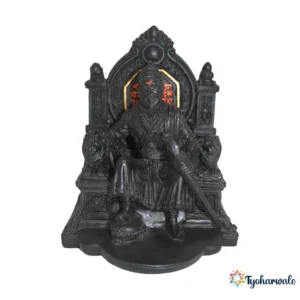 Chhatrapati Shivaji Maharaj Sinhasana Idol (Black & Red Finish)8.5 | Marble Dust Resin Murti | Shivaji Maharaj Throne Statue for Home & Office | Rajmudra Plaque Idol | Maharashtra Pride Gift | Shivaji Maharaj Darbar Murti | Shiv Jayanti Special