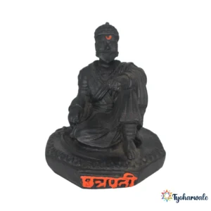 Chhatrapati Shivaji Maharaj Seated Idol (Black Finish)4' | Marble Dust Resin Murti | Shivaji Maharaj Statue for Home & Office | Round Base Relaxed Pose Idol | Maharashtra Pride Gift | Shivaji Maharaj Murti | Shiv Jayanti Special