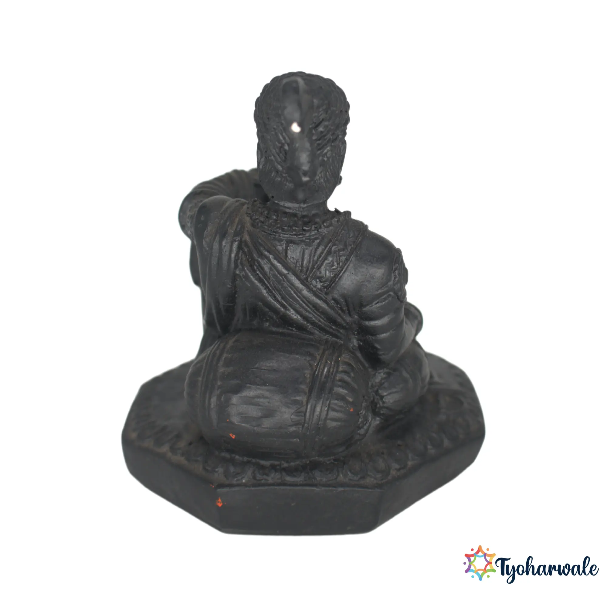 Chhatrapati Shivaji Maharaj Seated Idol (Black Finish)4' | Marble Dust Resin Murti | Shivaji Maharaj Statue for Home & Office | Round Base Relaxed Pose Idol | Maharashtra Pride Gift | Shivaji Maharaj Murti | Shiv Jayanti Special
