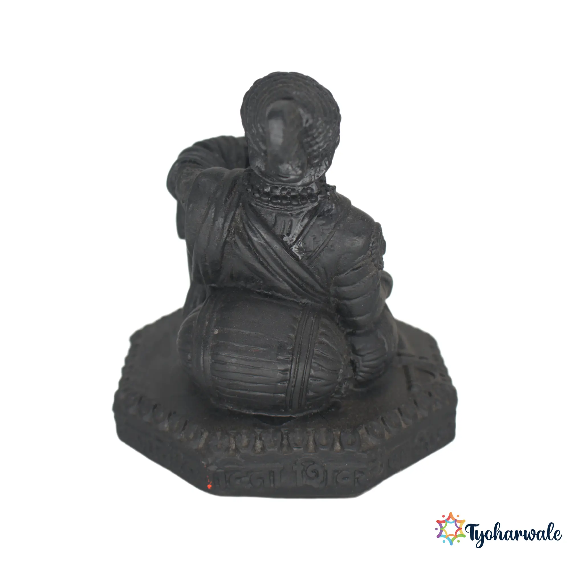 Chhatrapati Shivaji Maharaj Seated Idol (Black Finish) 4' | Marble Dust Resin Murti | Shivaji Maharaj Statue for Home & Office | Round Base Relaxed Pose Idol | Maharashtra Pride Gift | Shivaji Maharaj Murti | Shiv Jayanti Special