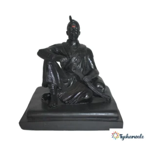 Chhatrapati Sambhaji Maharaj Idol (Black Finish) 4.5 | Marble Dust Resin Murti | Sambhaji Maharaj Statue for Home & Office | Maratha Warrior Idol | Maharashtra Pride Gift | Sambhaji Raje Murti | Shambhu Raje Special