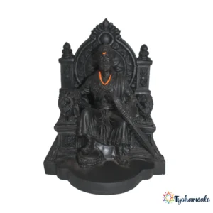 Chhatrapati Shivaji Maharaj Throne Statue (Black Finish) | Marble Dust Resin Murti | Shivaji Maharaj Rajgadi Statue | Maharashtra Heritage Idol | Home & Office Display Statue | Cultural Gift