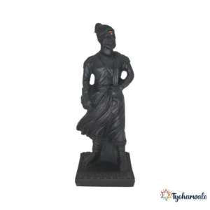 Chhatrapati Shivaji Maharaj Standing Idol (Black Finish) | Marble Dust Resin Murti | Shivaji Maharaj Standing Statue for Home & Office | Maratha Warrior Standing Murti | Maharashtra Pride Gift | Shivaji Maharaj Idol | Shiv Jayanti Special