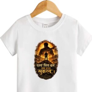Sanskritforyou Yasya Pita Balam Tasya Jagat Sukaram (यस्य पिता बलं तस्य जगत् सुकरम्) T-Shirt | 100% Cotton | Father's Day Special | Dad Quote Printed T-Shirt