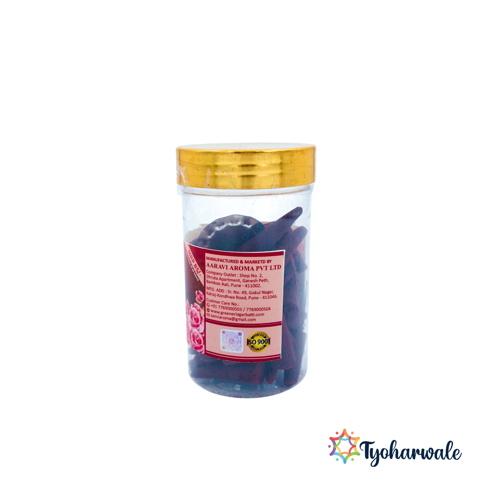 Greeneri Gulab Cone Dhoop — Rose | 100gm Jar for Home Pooja & Daily Use