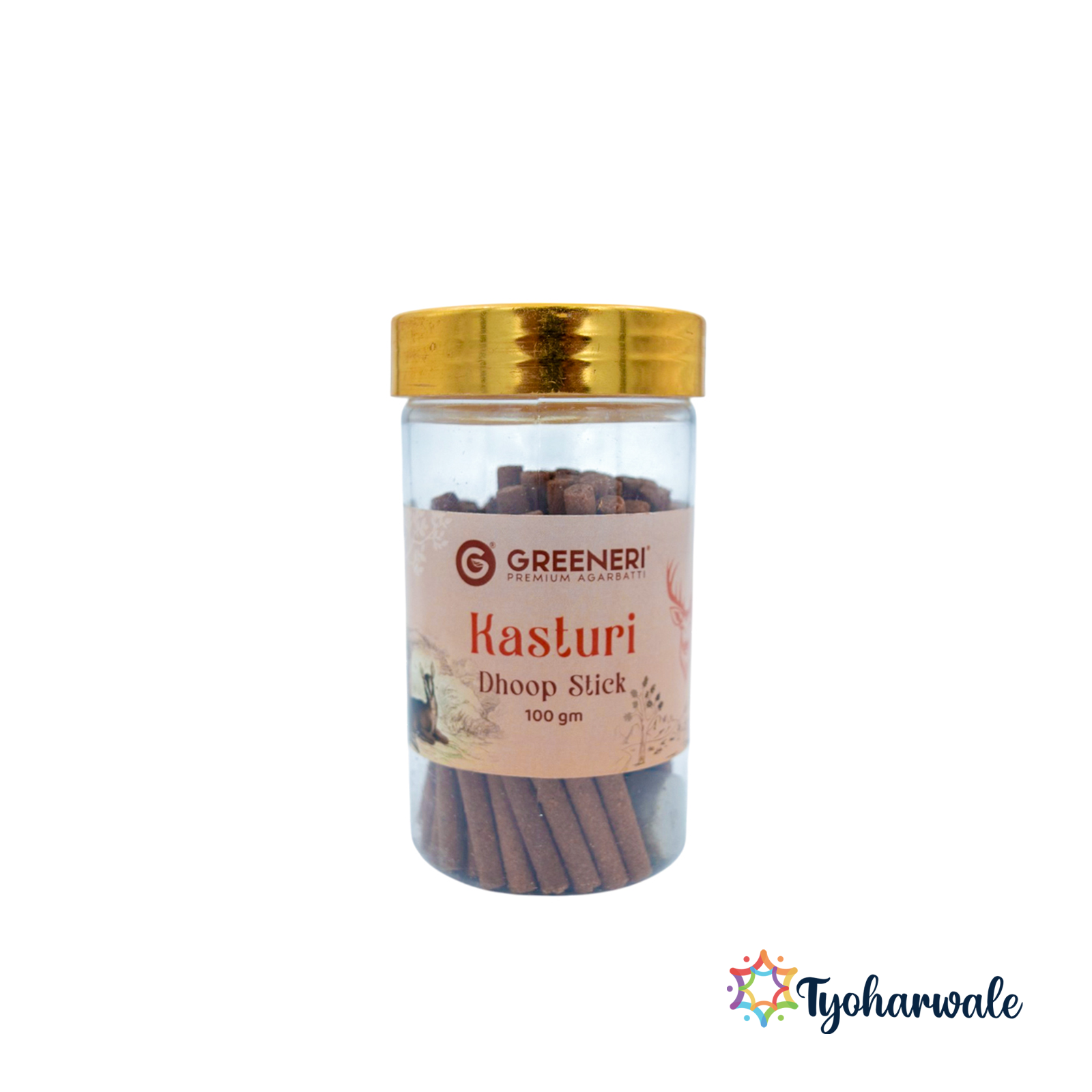 Greeneri Kasturi Dhoop Stick | pack of 6 | 100gm Jar for Home Pooja & Daily Use
