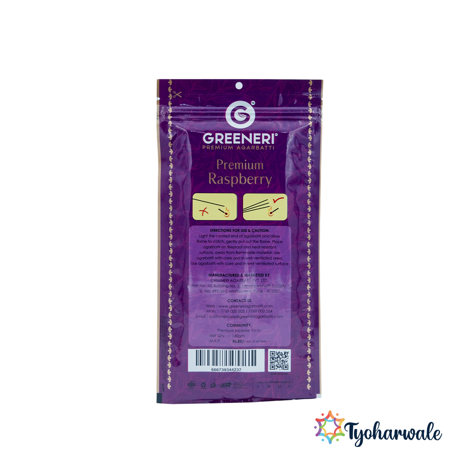 Greeneri Premium Raspberry Agarbatti | pack of 6 | Fruity Fragrance for Home Daily Use
