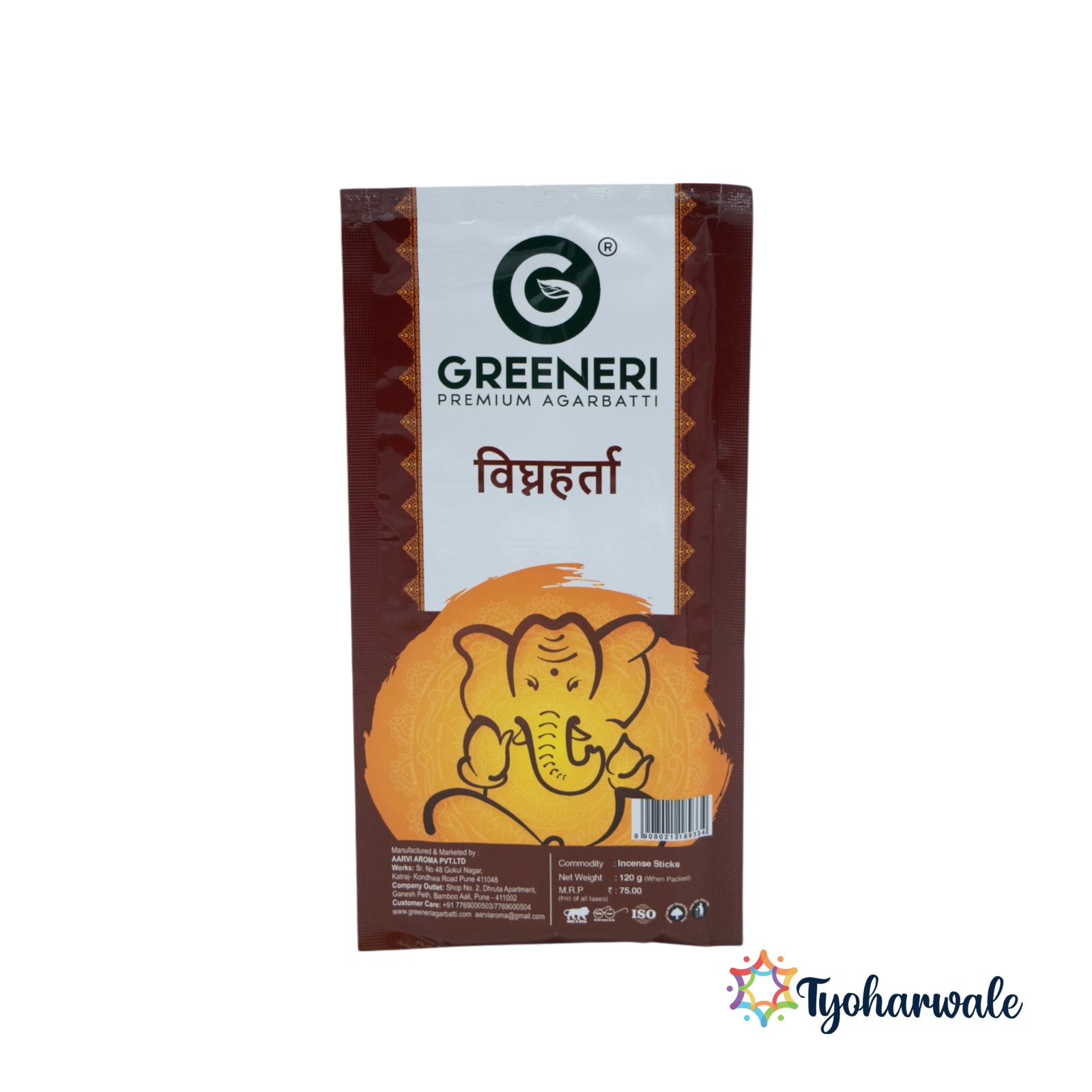 Greeneri Vignaharta Agarbatti | pack of 6 | Ganesha Theme | For Home Pooja & Daily Use