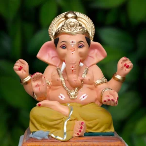 12 Inch Ekraj Ganesha with mehendi-coloured dhotar