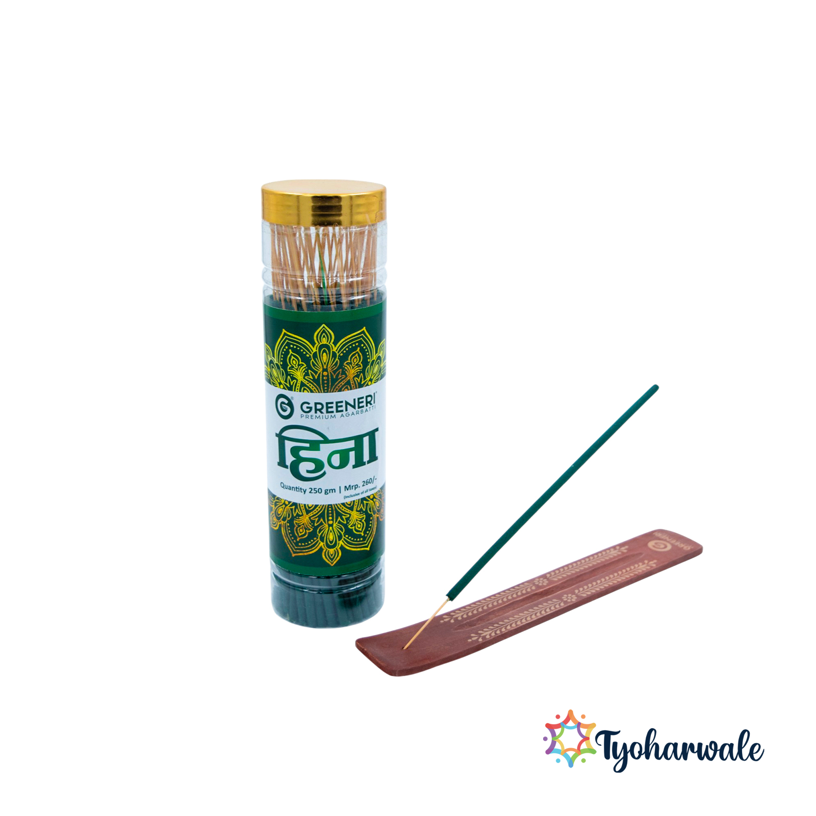 Greeneri Heena Agarbatti Jar | pack of 6 | 250gm for Home Pooja & Daily Aarti Use