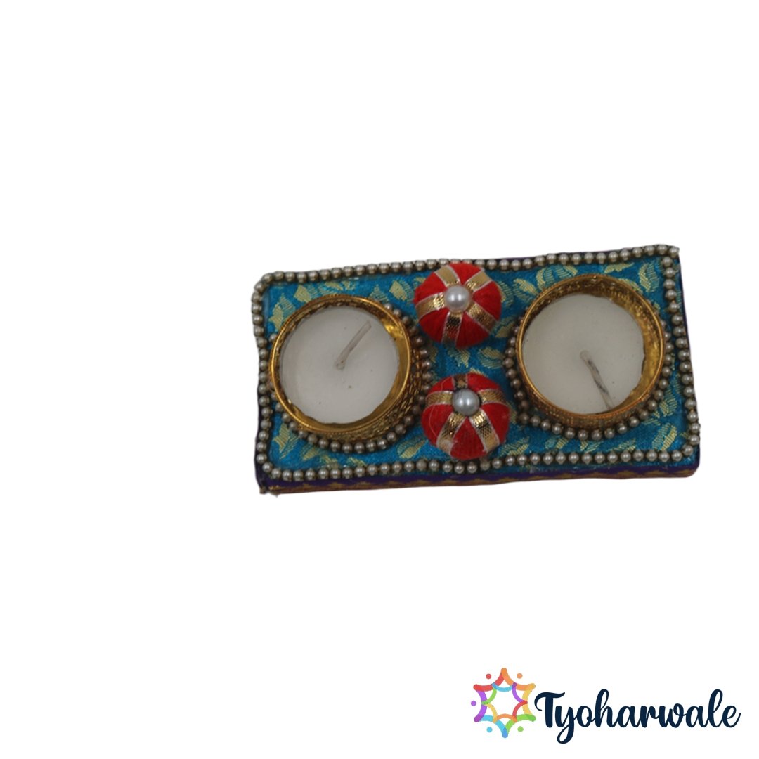 Blue Candle Holder Set with 2 Jali Holders
