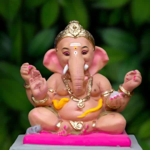 12 Inch Prembal Bappa with mehendi-coloured dhotar and Nag around the waist