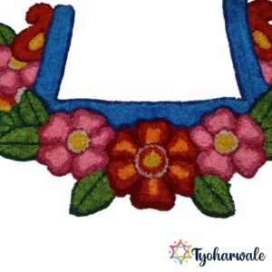 Floral Chauranga Border Mat for pooja chowki decoration