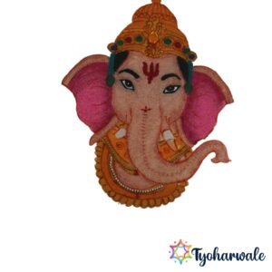 Ganpati Face Ready-Made Rangoli Mat for Ganesh Chaturthi, pooja room, and festive decoration.