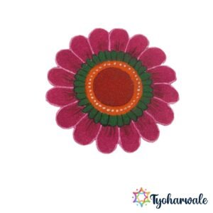 Bloom Circle Flower Ready-Made Rangoli Mat with pink petals for Diwali, pooja room, and festive floor decoration.