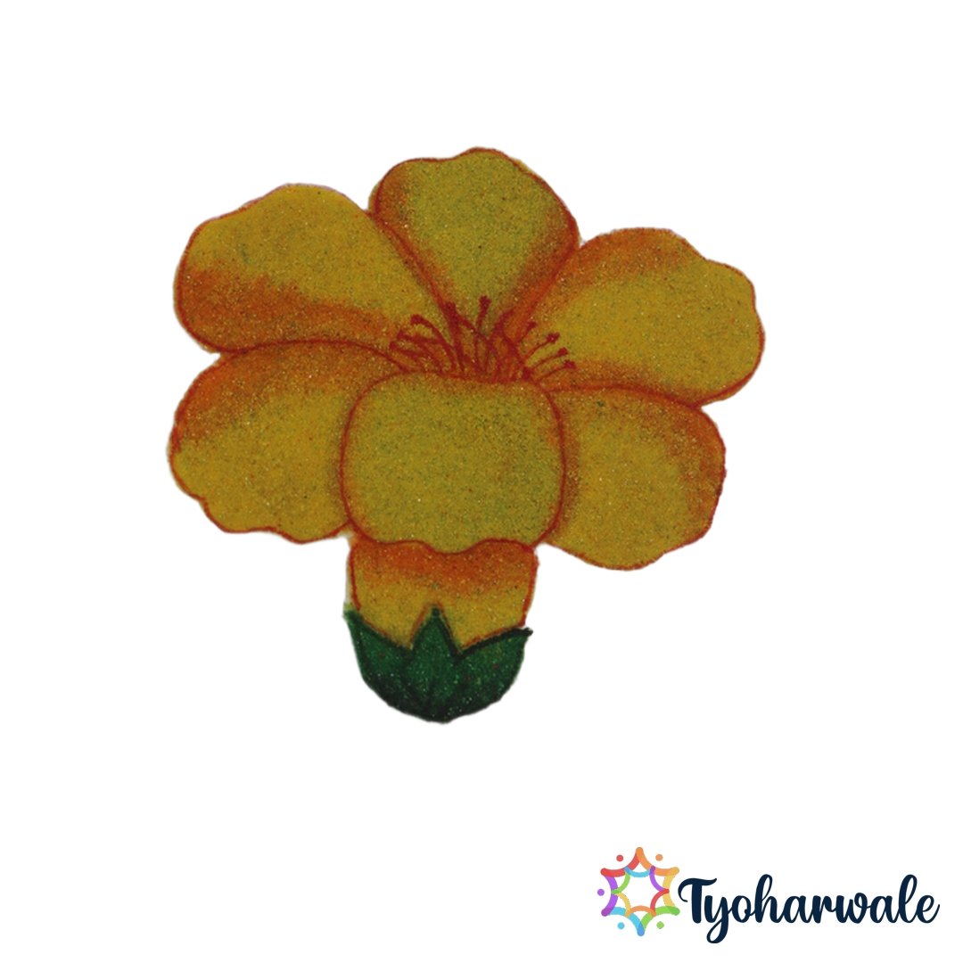 Yellow Flower Ready-Made Rangoli Mat for festive floor and pooja decoration.