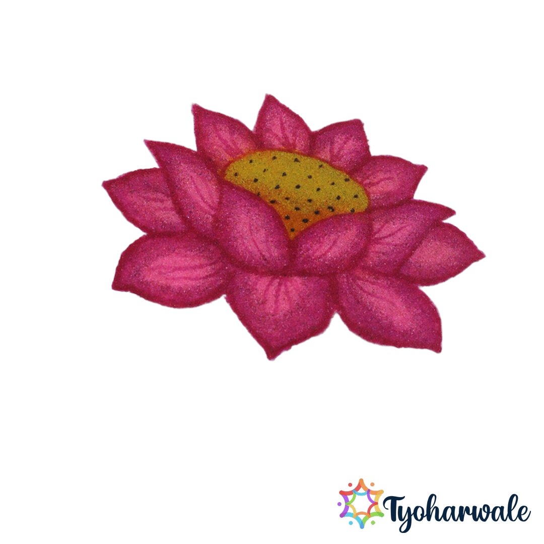 Pink Lotus Flower Ready-Made Rangoli Mat for Lakshmi Pooja and festive floor decoration.