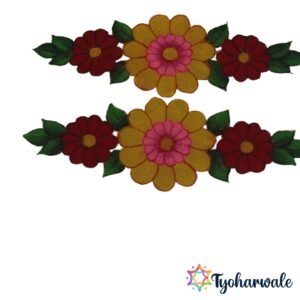 Horizontal Three Flower Ready-Made Rangoli Border for floor decoration