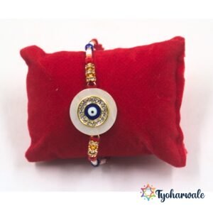 Evil Eye Rakhi for brother with colourful beads and red thread