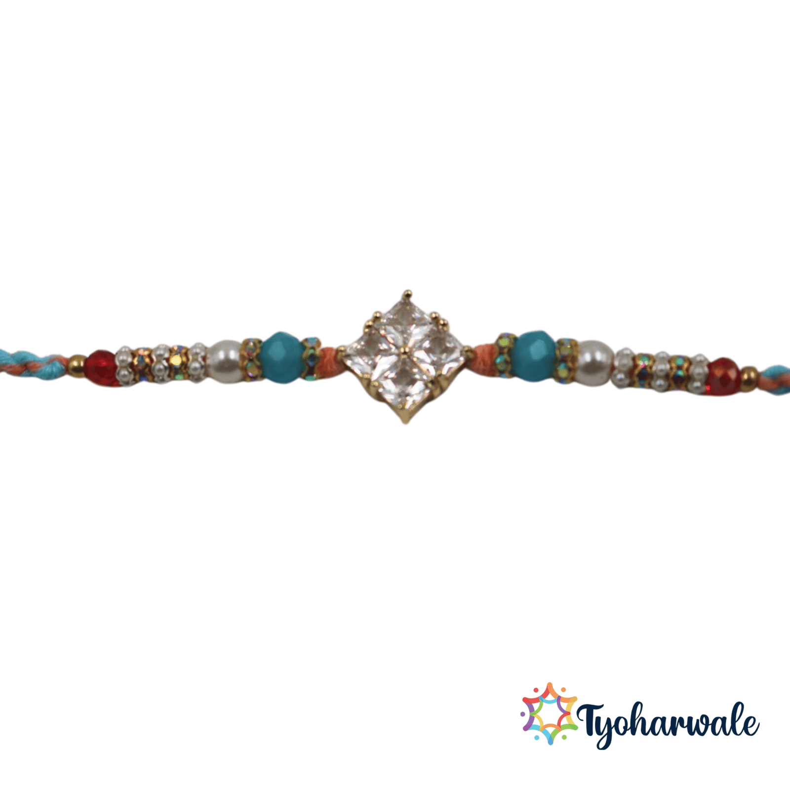 Elegant Diamond-Shaped Charm Beaded Rakhi