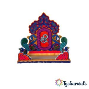 Peacock Themed Ganesh Ji Makhar made from Hilton Foam with LED lights and MDF base for Ganesh Chaturthi decoration