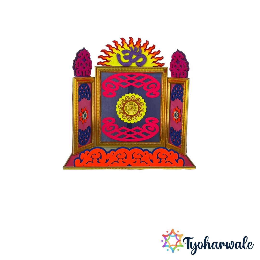 Om Royal Ganesh Ji Makhar made from corrugated sheet with MDF base for Ganesh Chaturthi decoration