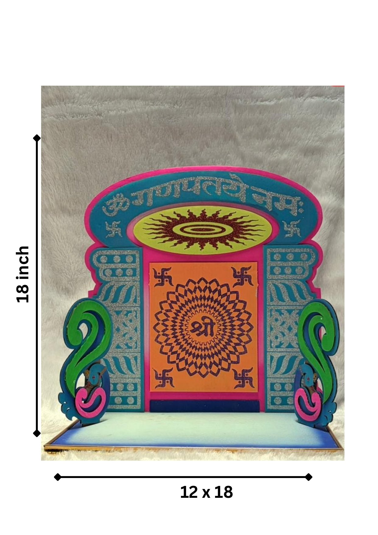 Beautiful Ganesh Ji Makhar, Corrugated Sheet Decorative Ganpati Makhar with MDF Base for Ganesh Chaturthi, Home Mandir & Pooja