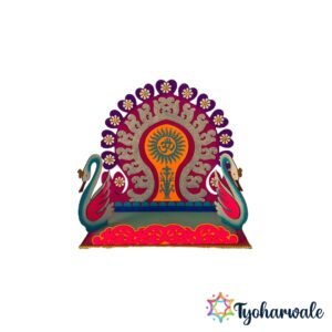 Floral Swan Ganesh Ji Makhar made from corrugated sheet with MDF base for Ganesh Chaturthi decoration