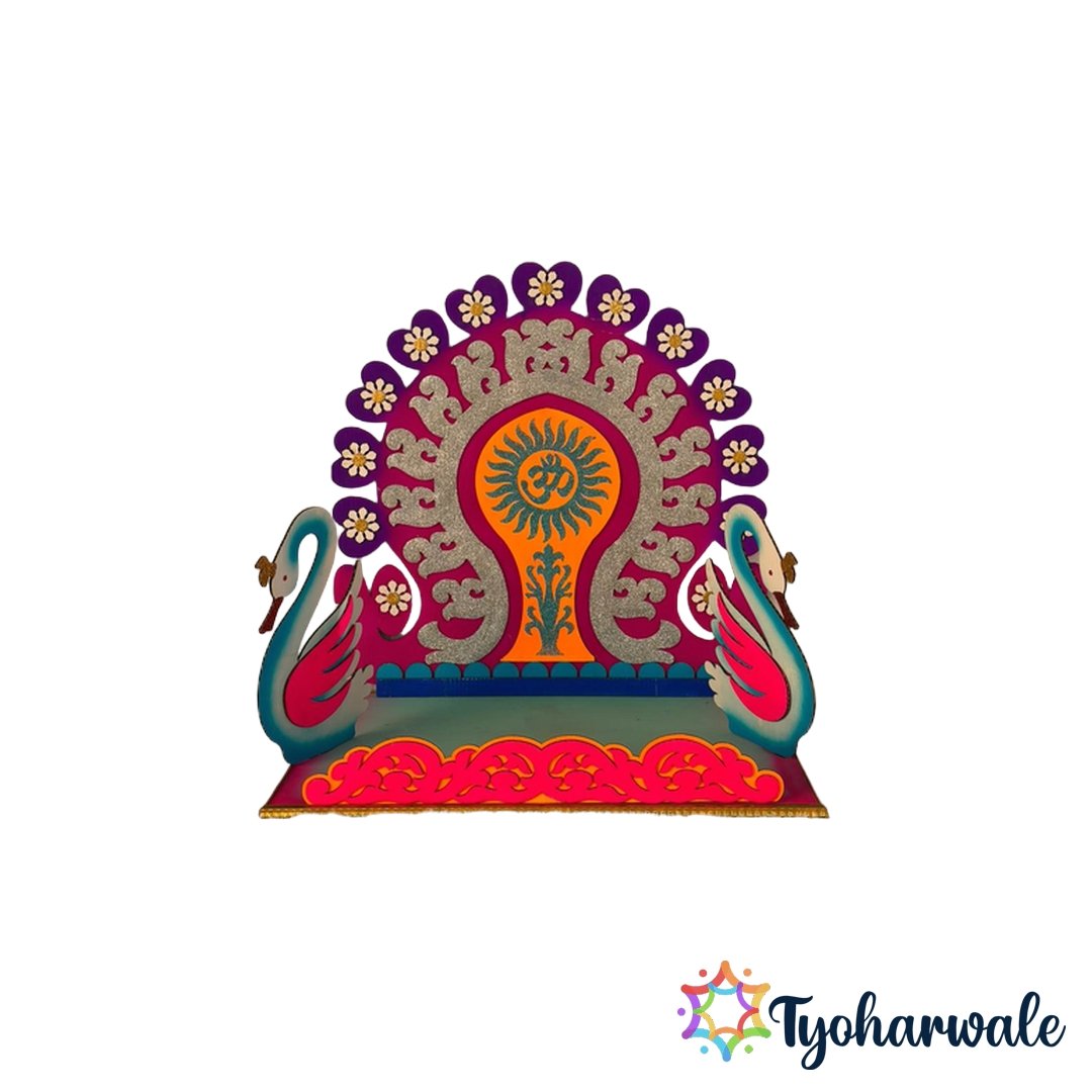 Floral Swan Ganesh Ji Makhar made from corrugated sheet with MDF base for Ganesh Chaturthi decoration