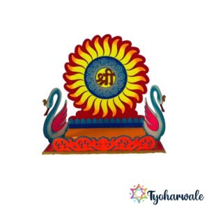 Sunburst Shree Ganesh Ji Makhar made from corrugated sheet with MDF base for Ganesh Chaturthi decoration