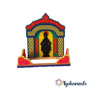 Vithal Theme Ganesh Ji Makhar with integrated LED lights, Hilton Foam frame, MDF base, and temple-style design for Ganesh Chaturthi decoration