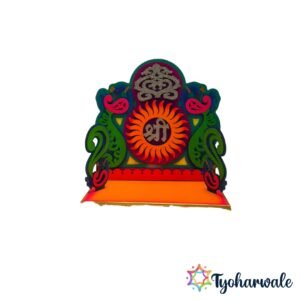 Peacock Shree Ganesh Ji Makhar made from corrugated sheet with MDF base for Ganesh Chaturthi decoration.