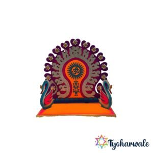 Floral Swan Om Ganesh Ji Makhar made from corrugated sheet with MDF base for Ganesh Chaturthi decoration