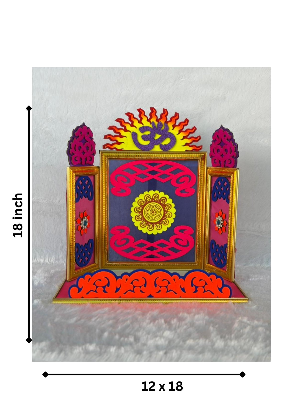 Royal Ganesh Ji Makhar, Corrugated Sheet Decorative Ganpati Makhar with MDF Base for Ganesh Chaturthi, Home Mandir & Pooja