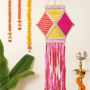 Gota Kandil for Diwali decoration with Lehriya fabric and Gota laces