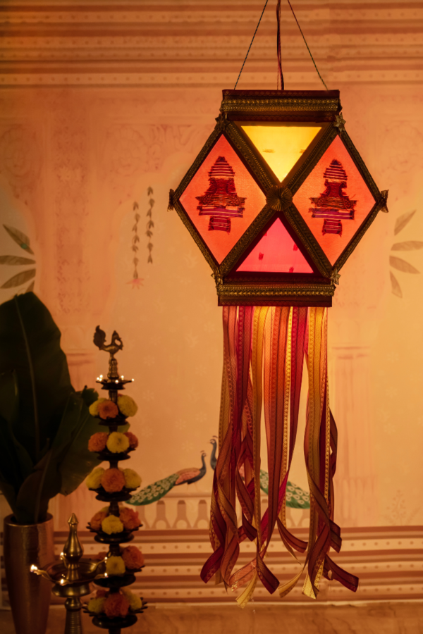 Paithani Morpankhi Kandil, Original Paithani Silk Diwali Lantern