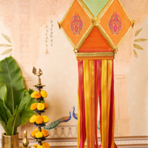 Paithani Mayurpankh Kandil made with original Paithani silk fabric for Diwali