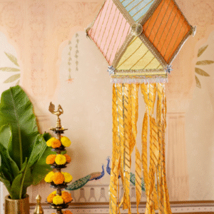 Pastel Gota Patti Kandil made with Lehriya fabric for Diwali decoration