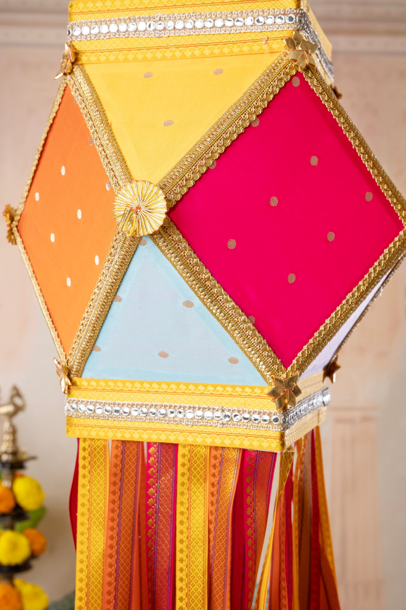 Pataka Kandil, Colorful Silk Fabric Diwali Lantern