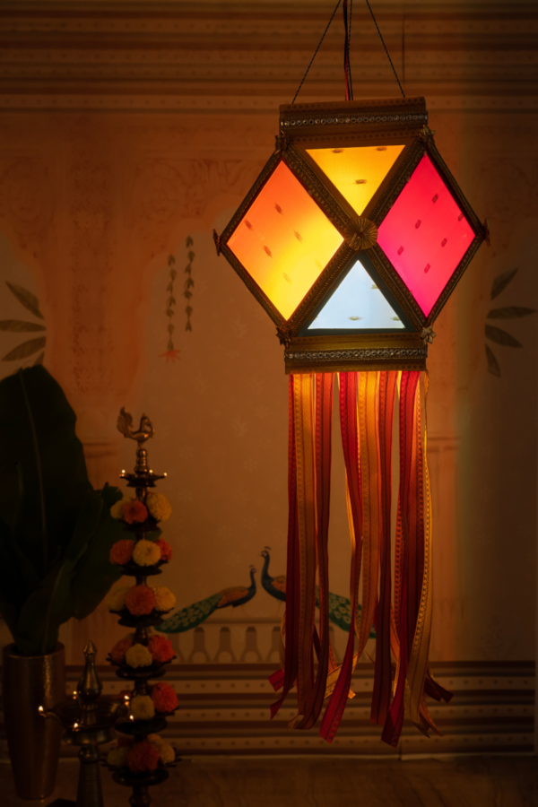 Pataka Kandil, Colorful Silk Fabric Diwali Lantern