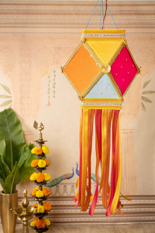 Pataka Kandil, Colorful Silk Fabric Diwali Lantern