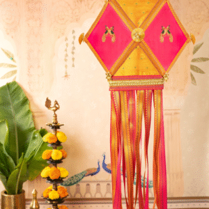 Krishna Mor Kandil made with premium Khun fabric for Diwali decoration