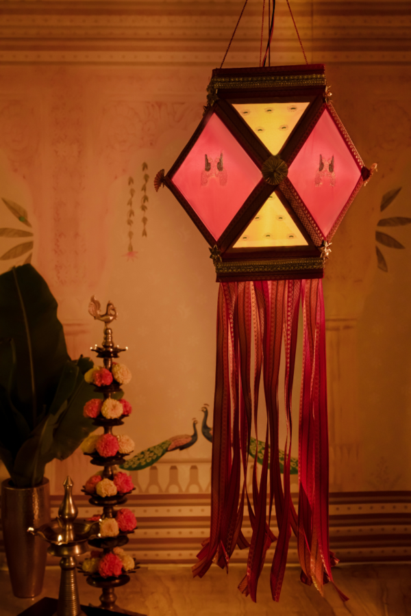 Krishna Mor Kandil, Premium Khun Fabric Diwali Lantern