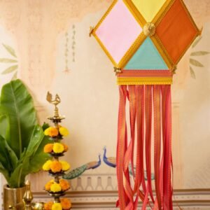 Bahurangi Pastel Khun Kandil for Diwali decoration with Maharashtrian Khun fabric